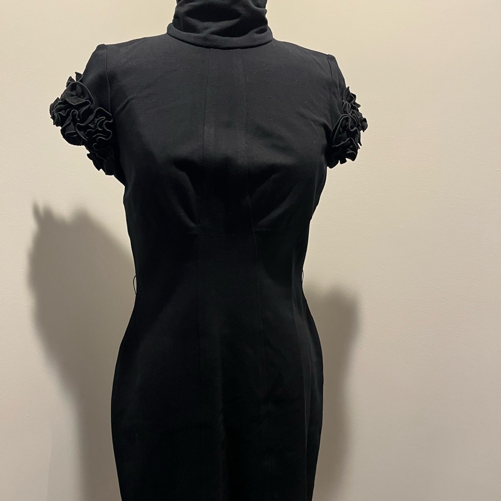 Elegant Black Dress with Ruffled Sleeves